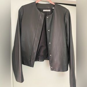 Vince lamb leather jacket in black.